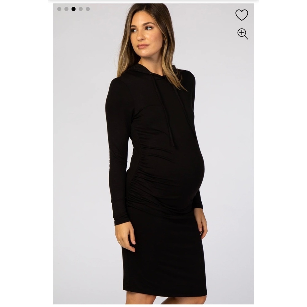 💜 Elegant Black Hooded Maternity Dress XL